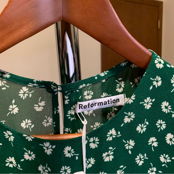 Reformation Doutzen Mini Dress Chive Floral NWT 4 - Picture 10 of 12
